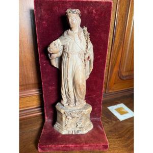 Statuetta in alabastro di S.Rosalia oggetto del sec.XVII° ambito siciliano montata su base mode