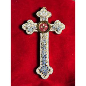 Croce pettorale sturoteca in mosaico romano con reliquia della S.Croce