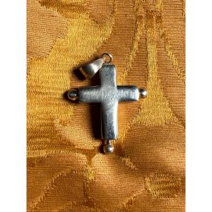 Stauroteca da collo in argento con frammento della S.Croce