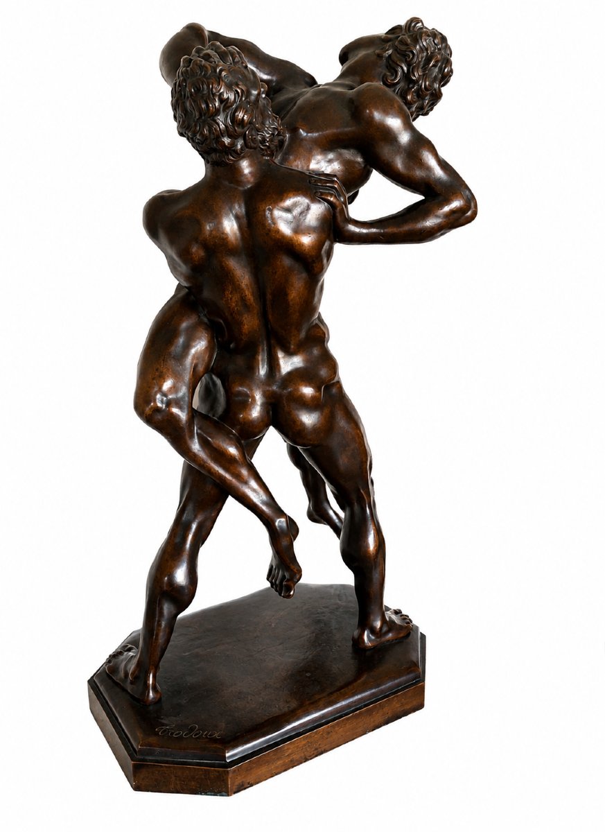 Bronzo “Ercole e Anteo” – da un modello di Stefano Maderno – Firmato Trodoux-photo-4