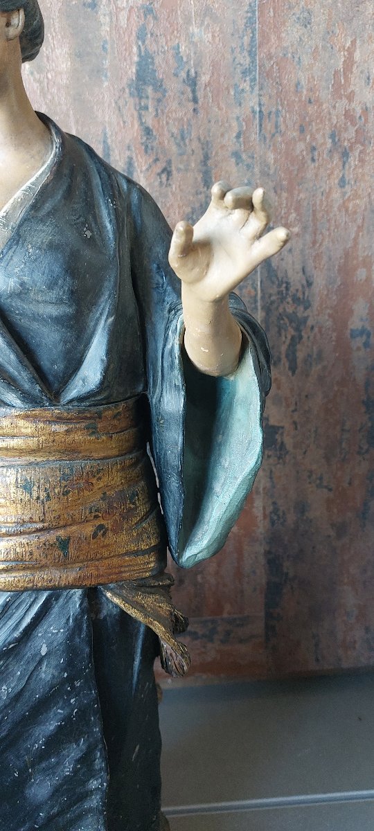 Scultura in terracotta policroma raffigurante una Geisha – Goldscheider Wien-photo-4