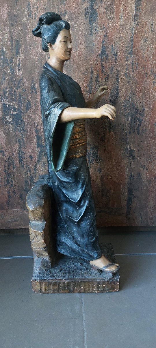 Scultura in terracotta policroma raffigurante una Geisha – Goldscheider Wien-photo-5