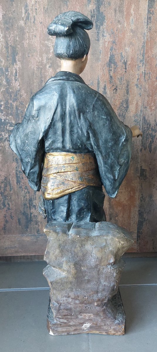 Scultura in terracotta policroma raffigurante una Geisha – Goldscheider Wien-photo-7