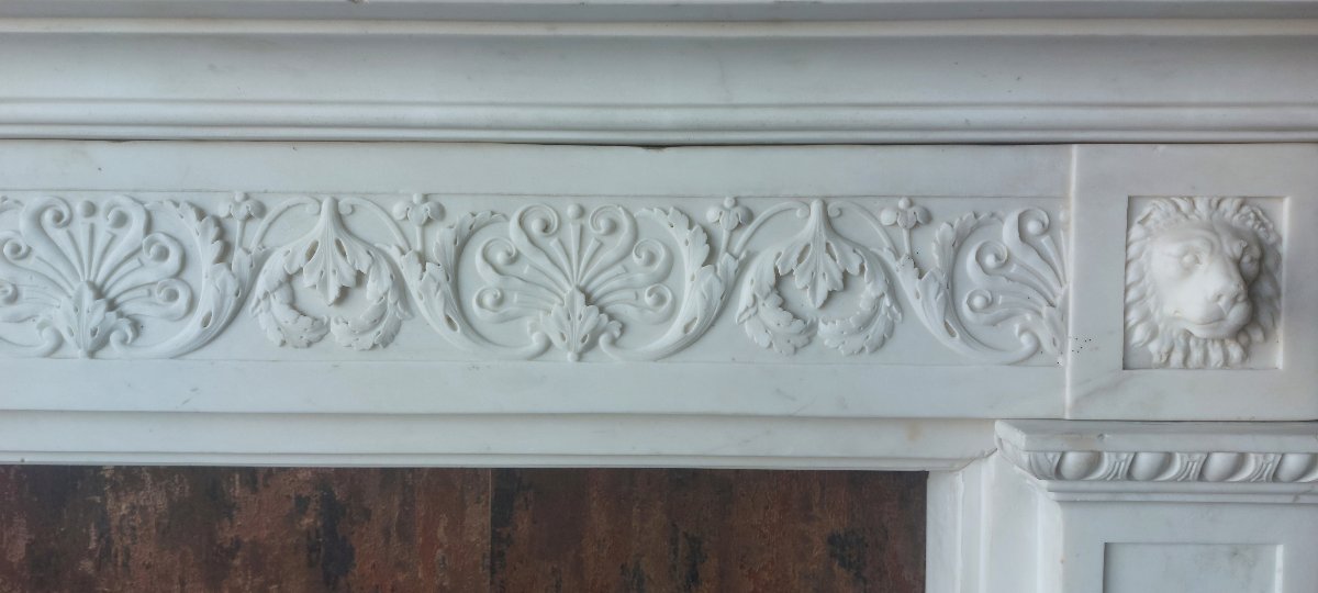 Camino in marmo bianco Carrara – XIX secolo-photo-3