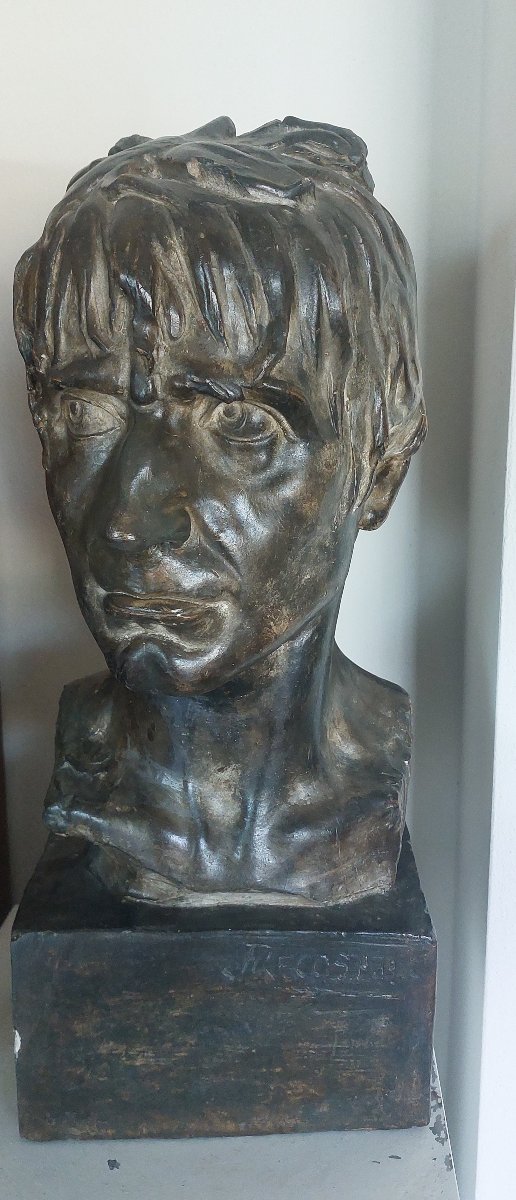 Busto di uomo in gesso firmato Regosa – XX secolo