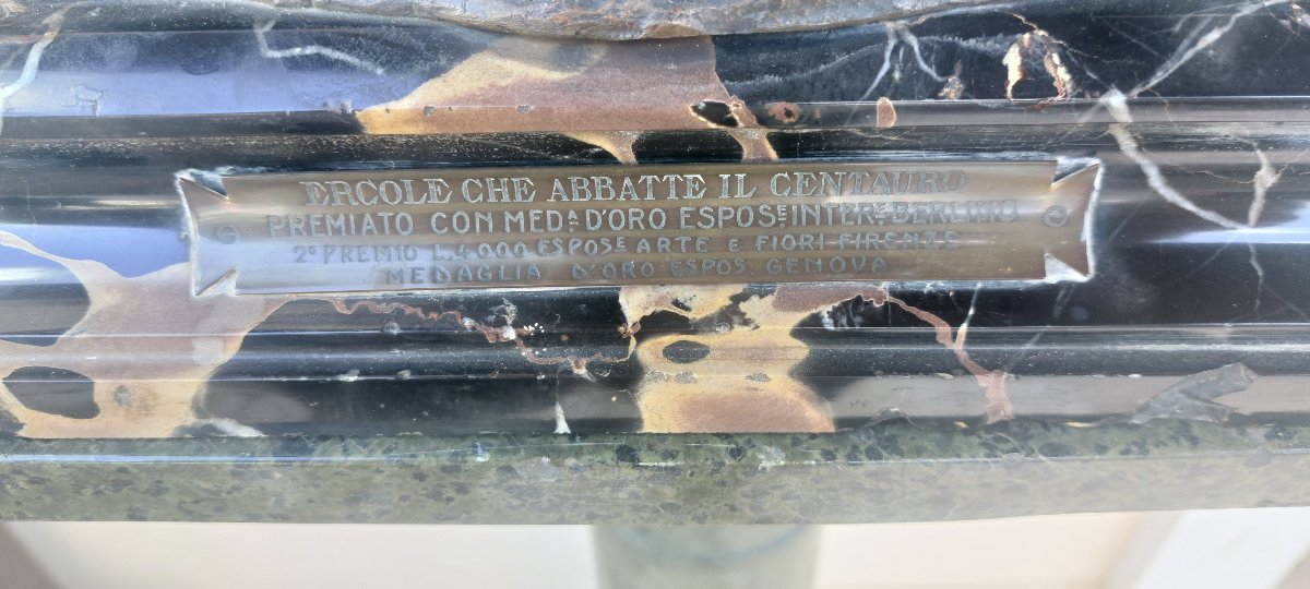 Ercole e il Centauro – Bronzo di Augusto Rivalta (1895) su colonna in marmo verde-photo-3