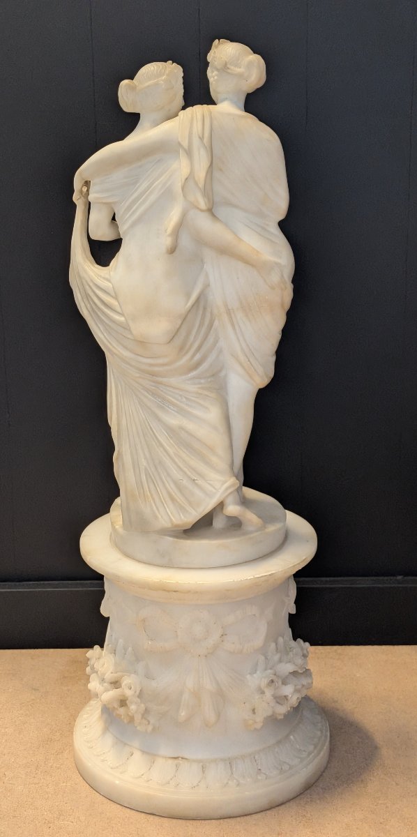 Gruppo scultoreo in alabastro raffigurante Bacco e Arianna - XIX secolo-photo-1