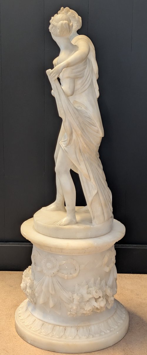 Gruppo scultoreo in alabastro raffigurante Bacco e Arianna - XIX secolo-photo-5