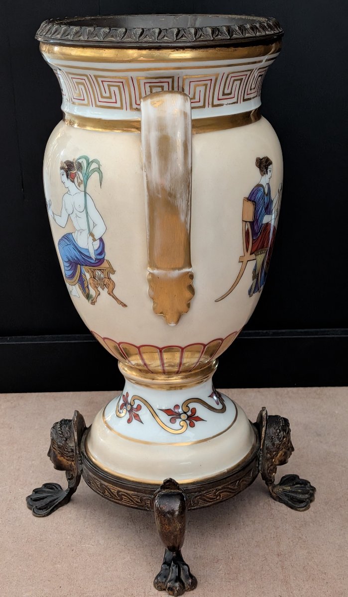 Coppia di vasi ad anfora in porcellana e bronzo – Stile Neoclassico, XIX Secolo-photo-4