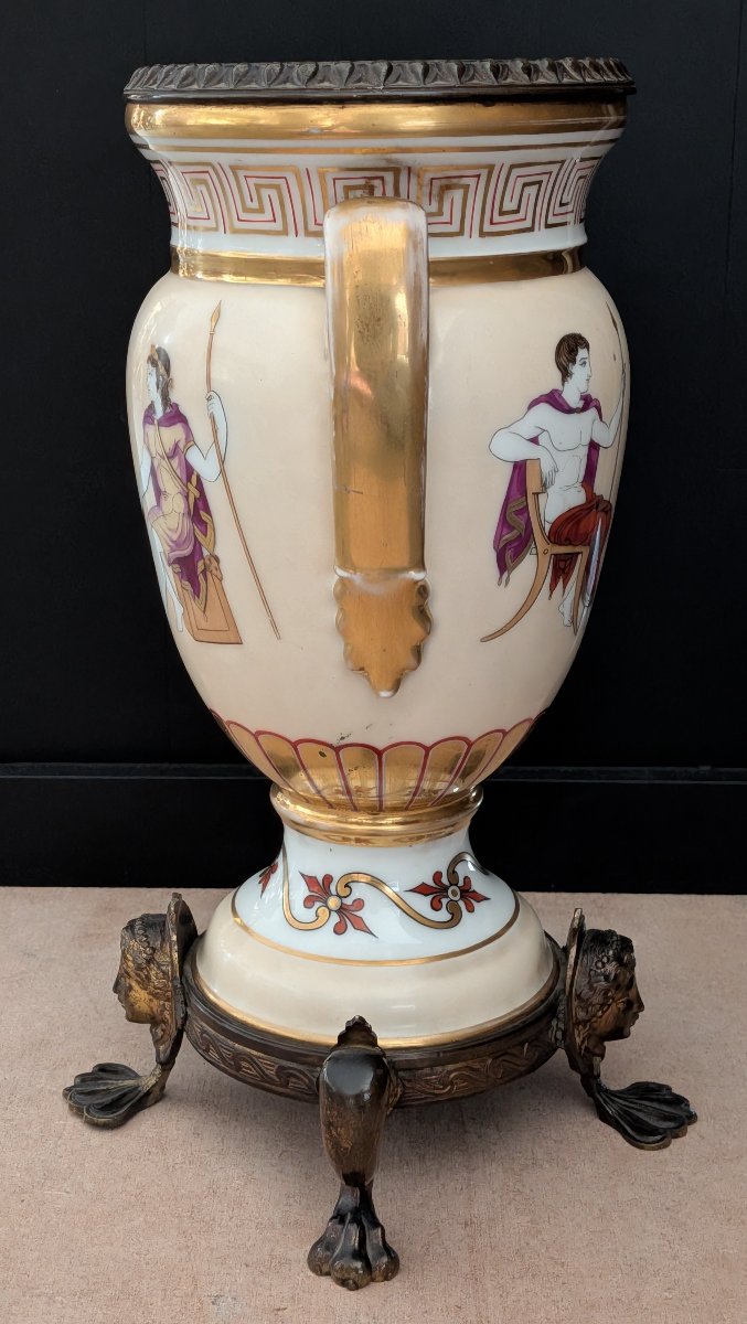 Coppia di vasi ad anfora in porcellana e bronzo – Stile Neoclassico, XIX Secolo-photo-1