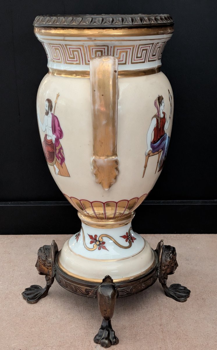 Coppia di vasi ad anfora in porcellana e bronzo – Stile Neoclassico, XIX Secolo-photo-4