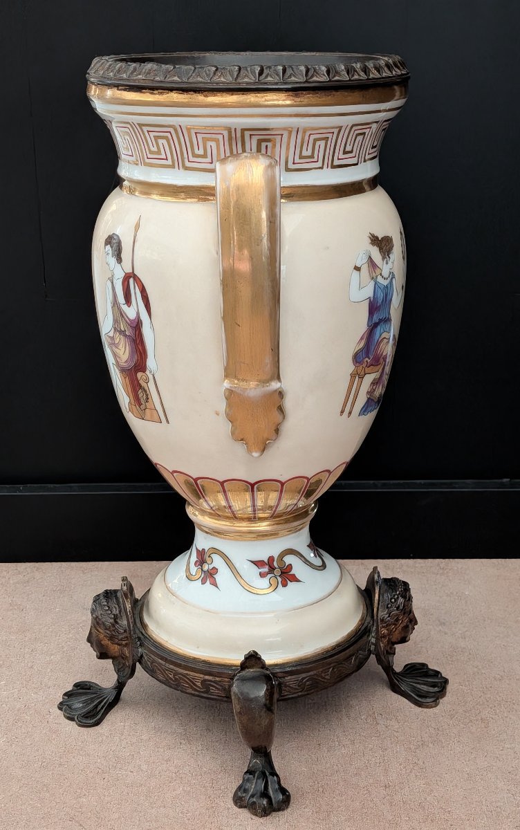 Coppia di vasi ad anfora in porcellana e bronzo – Stile Neoclassico, XIX Secolo-photo-6