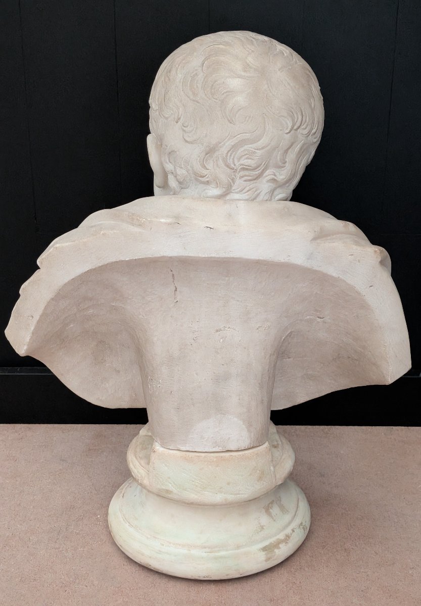 Busto in marmo bianco raffigurante Nerone fanciullo, XVIII secolo-photo-2