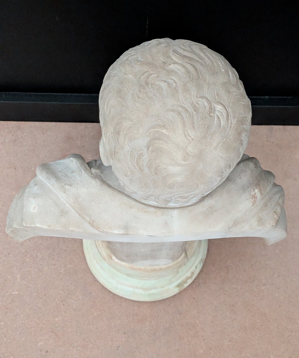 Busto in marmo bianco raffigurante Nerone fanciullo, XVIII secolo-photo-3