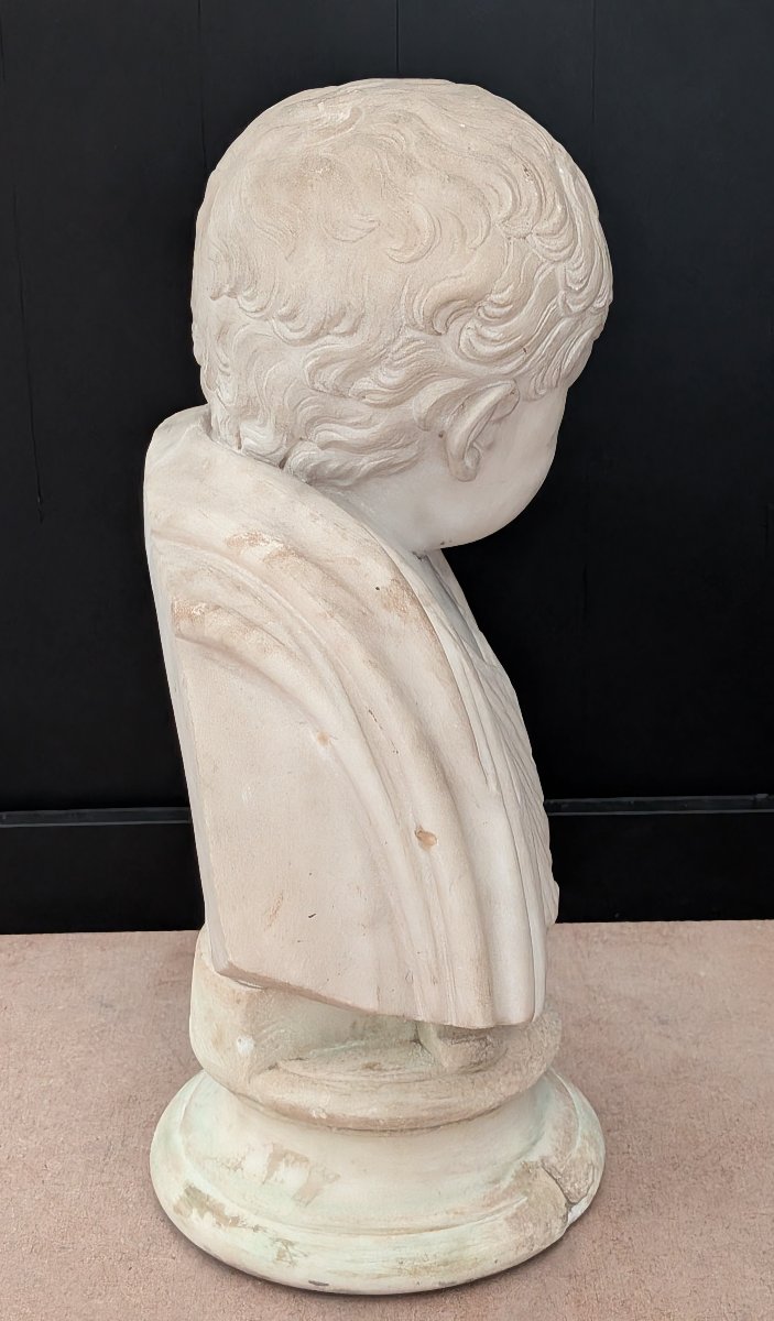 Busto in marmo bianco raffigurante Nerone fanciullo, XVIII secolo-photo-4