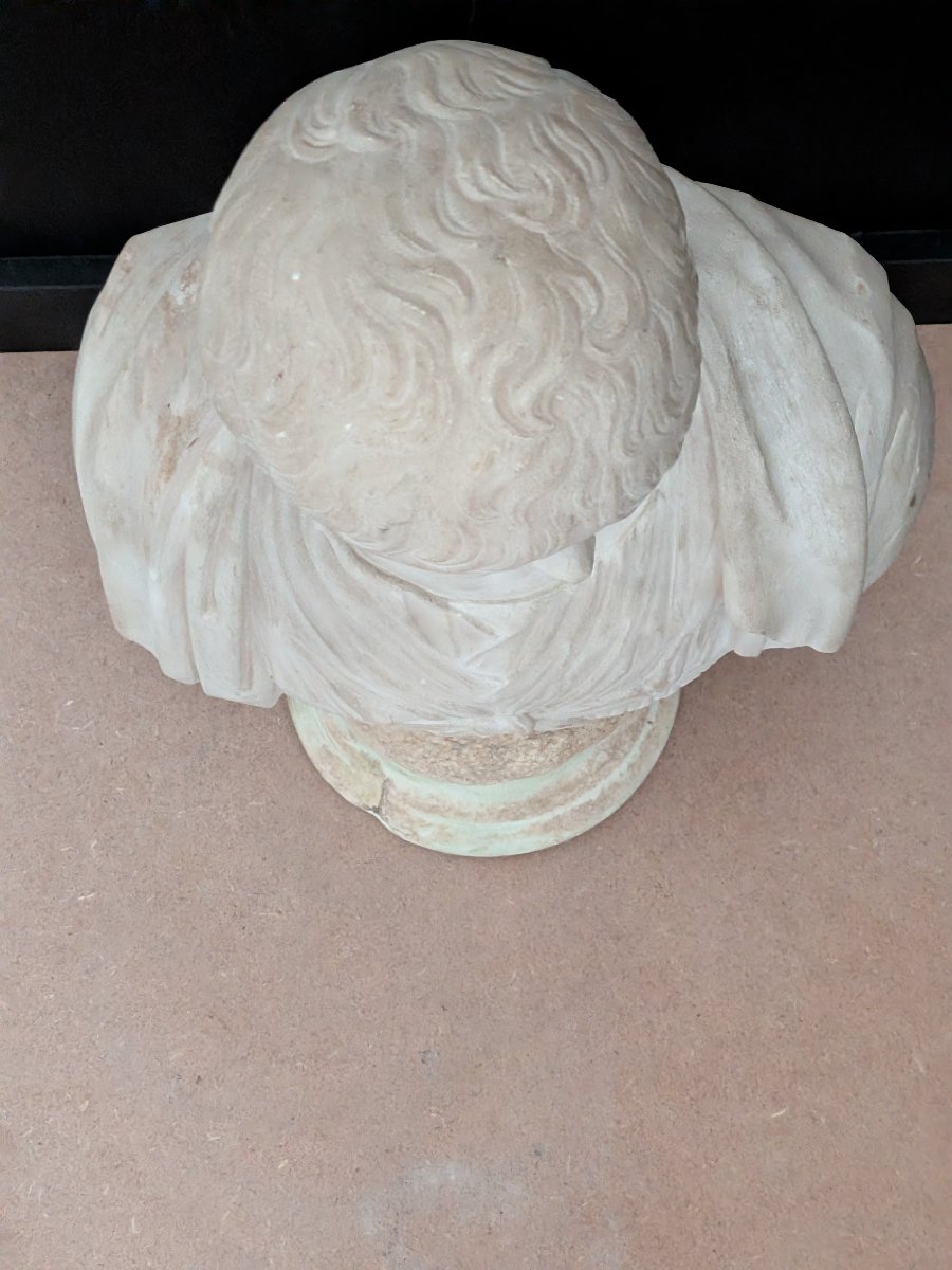 Busto in marmo bianco raffigurante Nerone fanciullo, XVIII secolo-photo-2