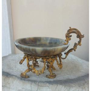 Ciotola in agata con montatura in bronzo dorato – Fine XIX secolo