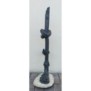 Gamba con caliga e armatura in ferro – elemento scultoreo decorativo