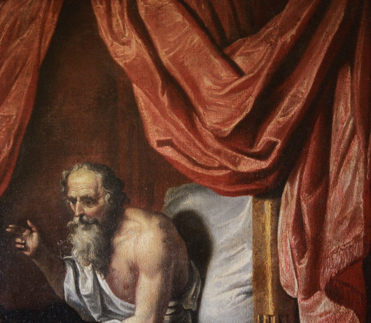 WILLEM VAN HERP att. "Isacco benedice Giacobbe " olio su tela XVII sec.-photo-4