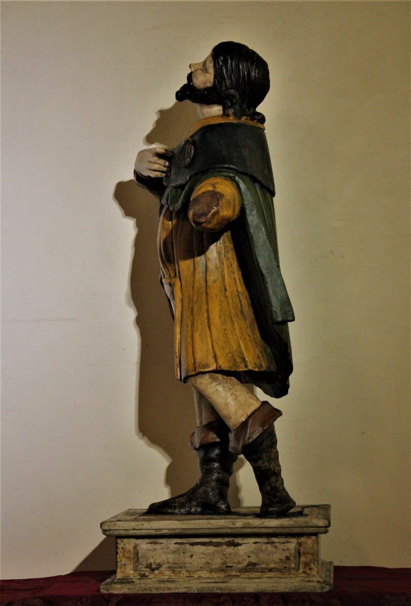 Scultura lignea policroma,San Rocco su basamento.-photo-2