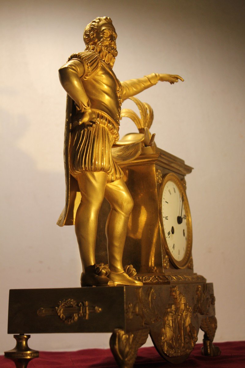 Orologio da tavolo (Parigina) primo Impero raffigurante  Enrico IV .-photo-2