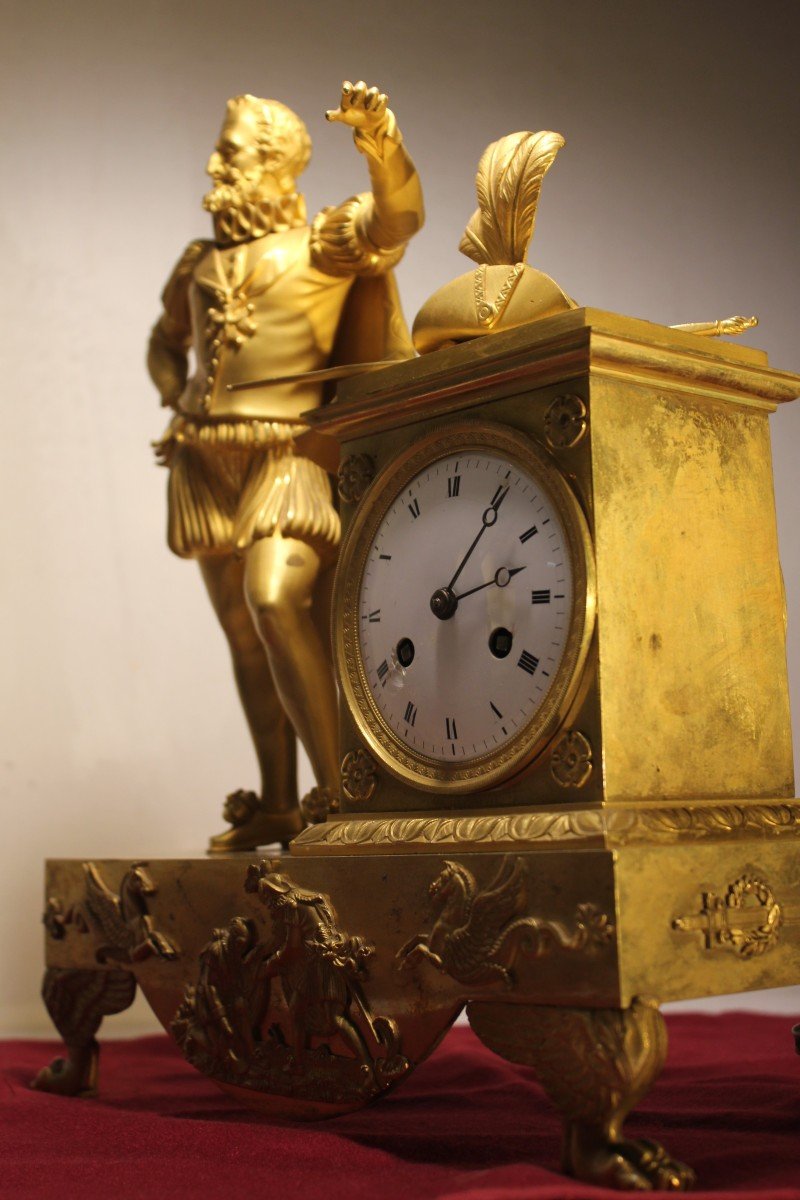 Orologio da tavolo (Parigina) primo Impero raffigurante  Enrico IV .-photo-3