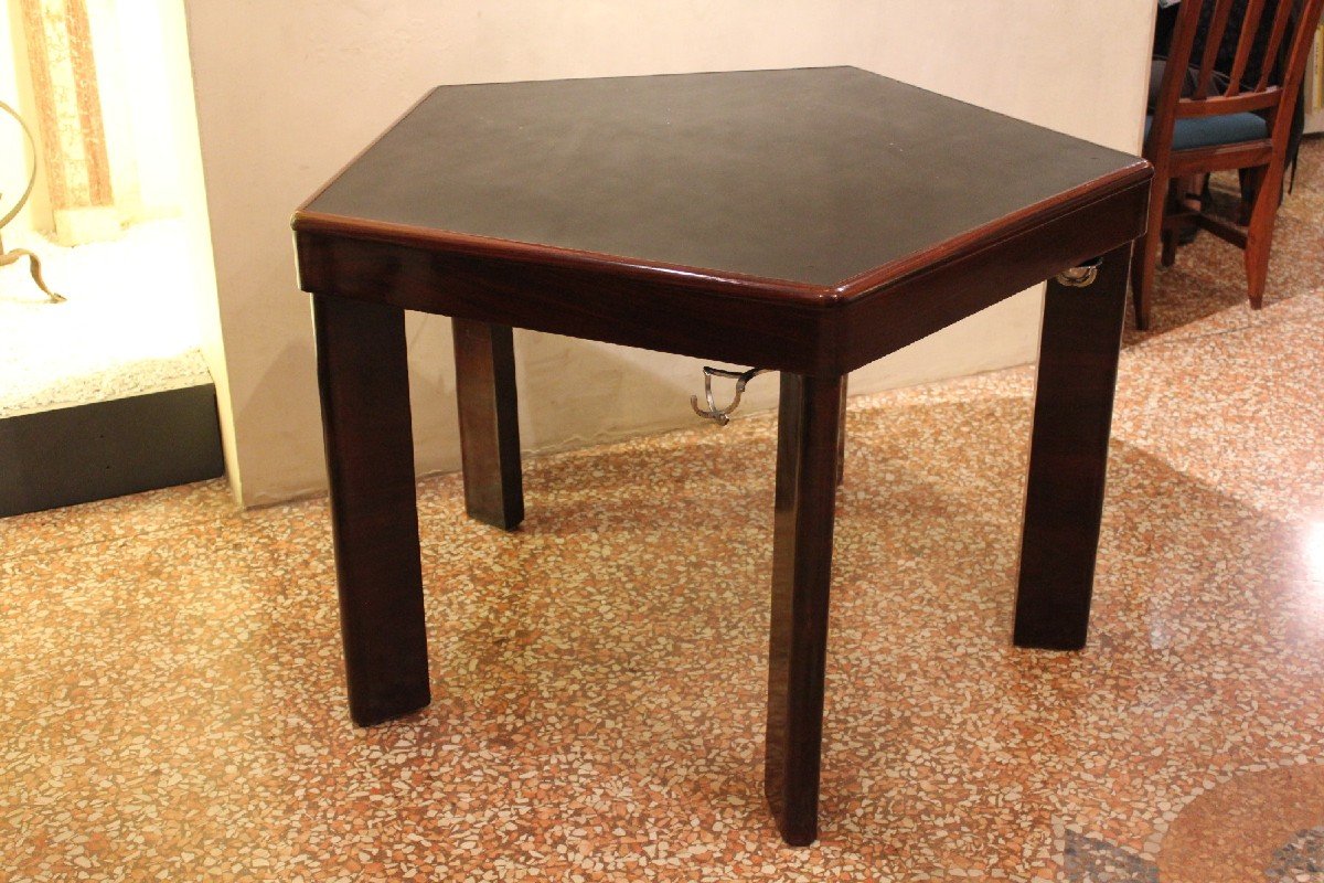 Melchiorre Bega | Set da gioco tavolo pentagonale e 5 sedute-photo-3