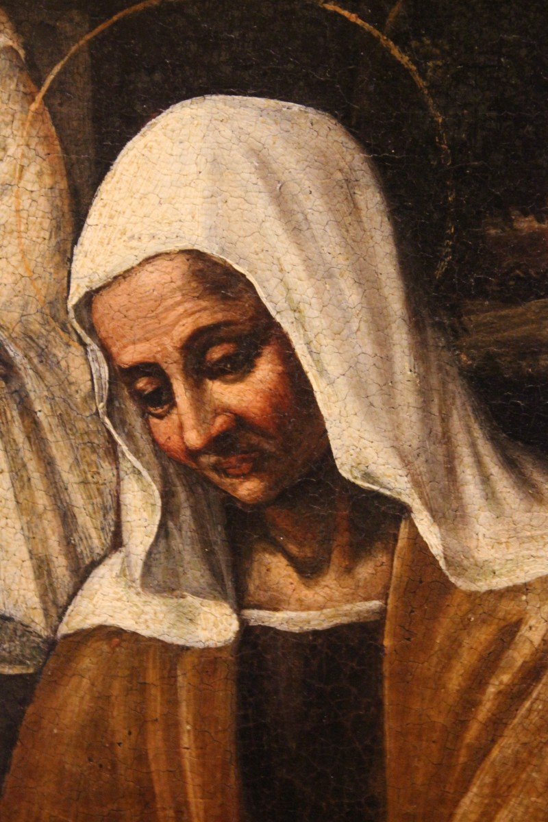Sacra Famiglia  ( San Giovannino Elisabetta e Zaccaria ) dipinto olio su tela.-photo-3