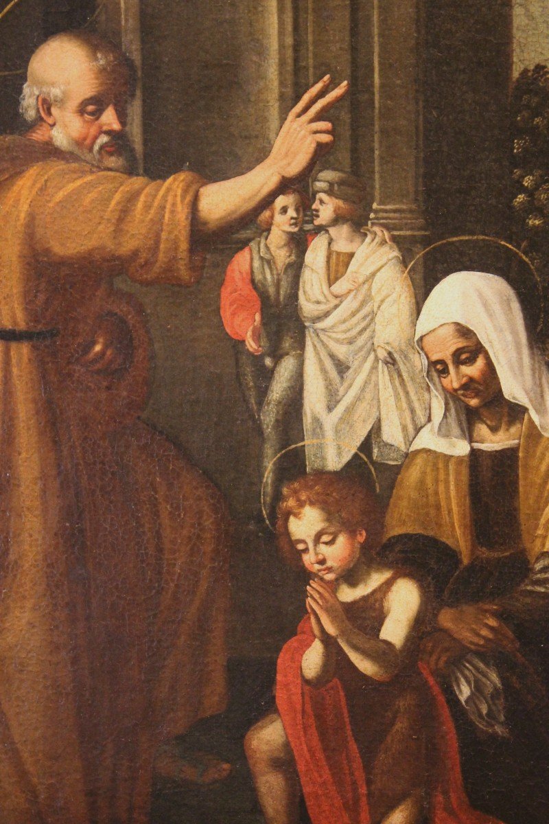 Sacra Famiglia  ( San Giovannino Elisabetta e Zaccaria ) dipinto olio su tela.-photo-5