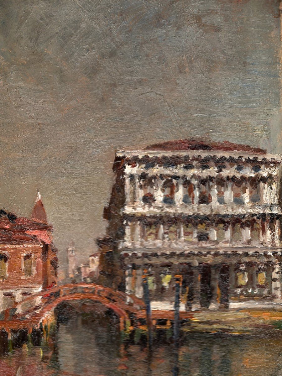 Emanuele Brugnoli (Bologna 1859 - Venezia 1944) Venezia Cà Pesaro,  il Canal Grande, dipinto a olio 