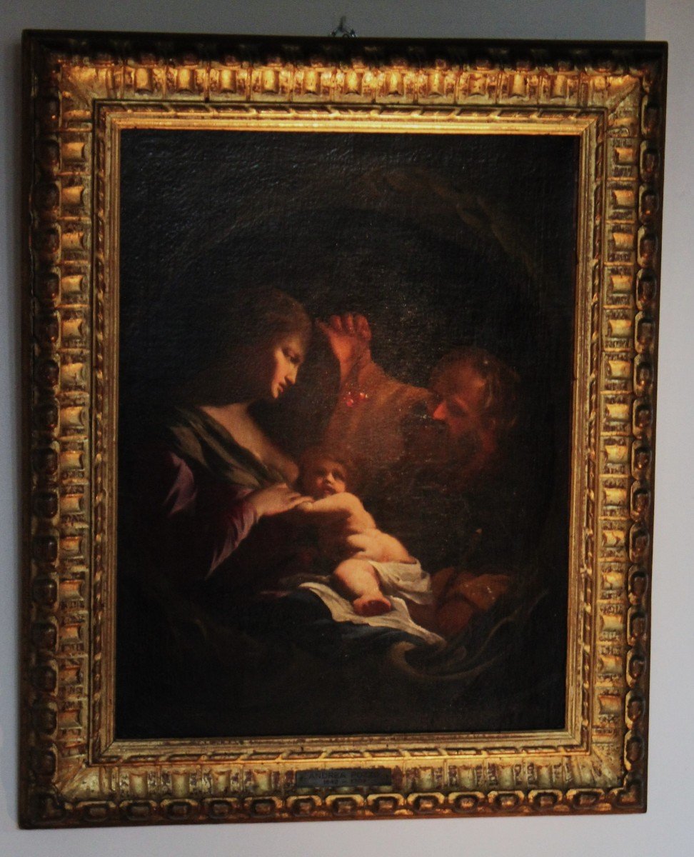 SACRA FAMIGLIA  dipinto olio su tela Andrea Pozzo (Trento 1642 - Vienna 1709) -photo-2