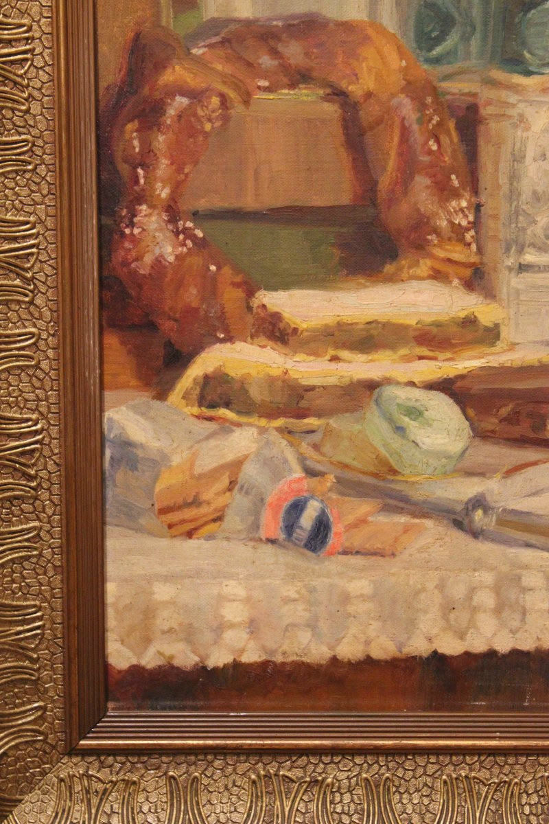 "Composizione  pasquale" olio su tela. Anonimo pittore italiano della prima metà del XX secolo-photo-2