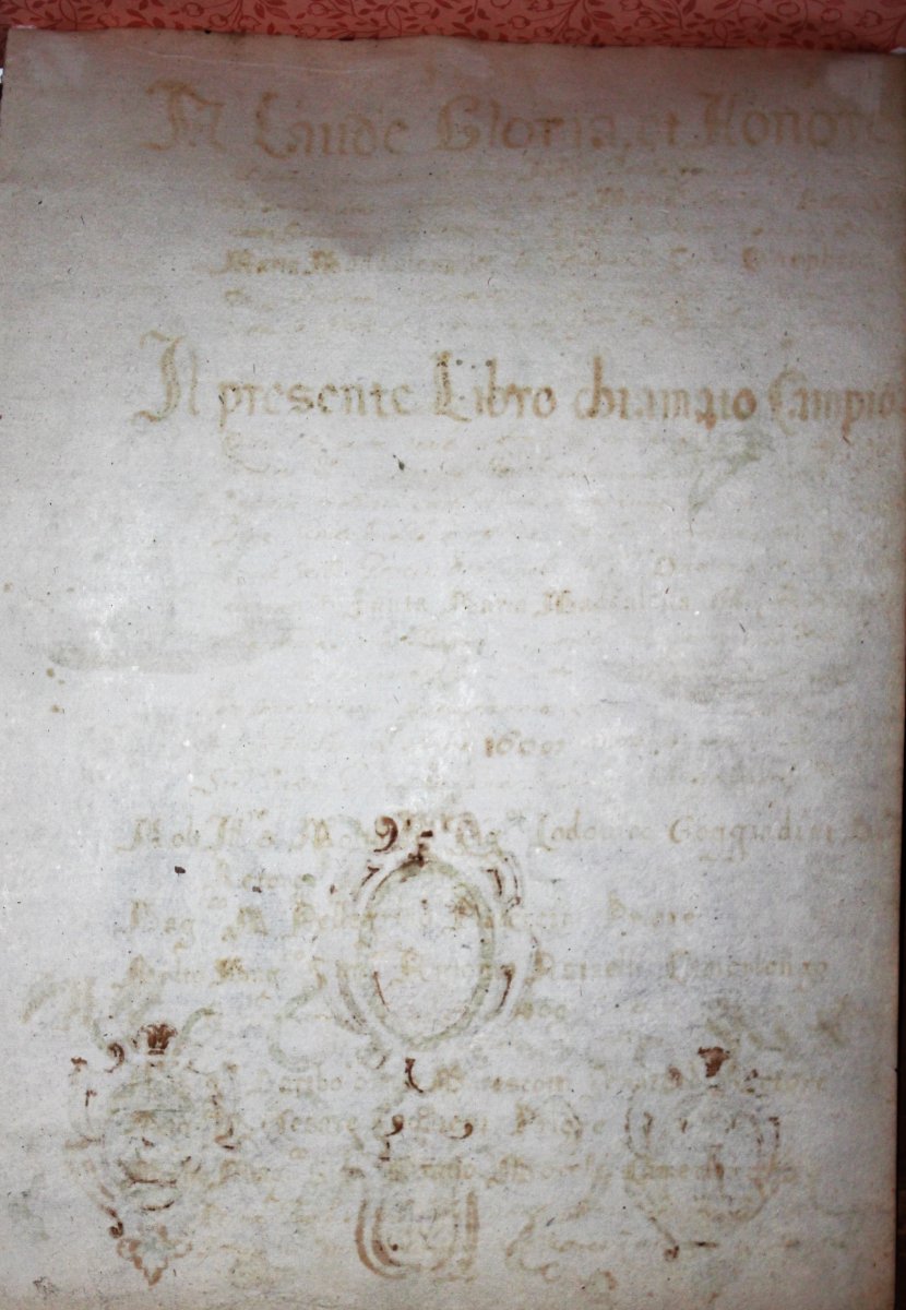 Visione celeste con Madonna col Bambino, San Onofrio, Maddalena e devoti. Tempera su carta-photo-2
