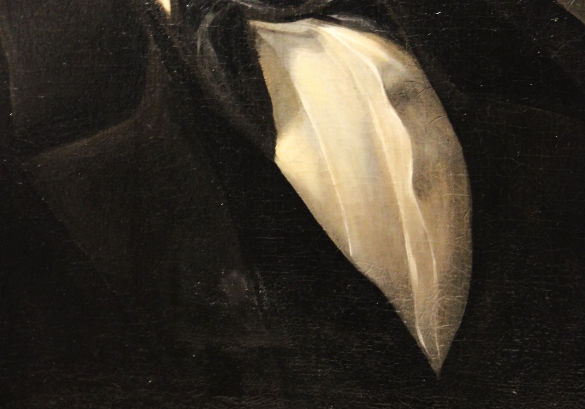 Ritratto d'uomo con baffi dipinto olio su tela XIX sec.  -photo-3