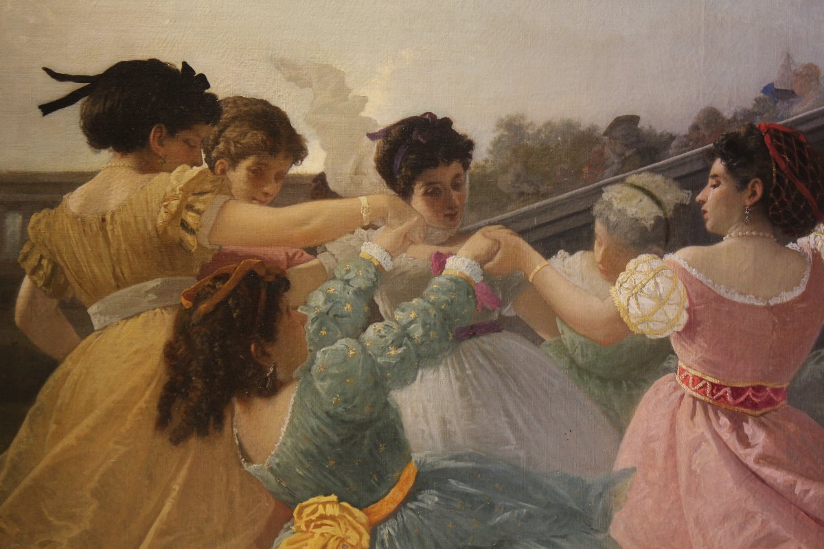 GIOVANNI PONTICELLI Napoli, 1820-1881 Festa danzante in villa Floridiana al Vomero-photo-3