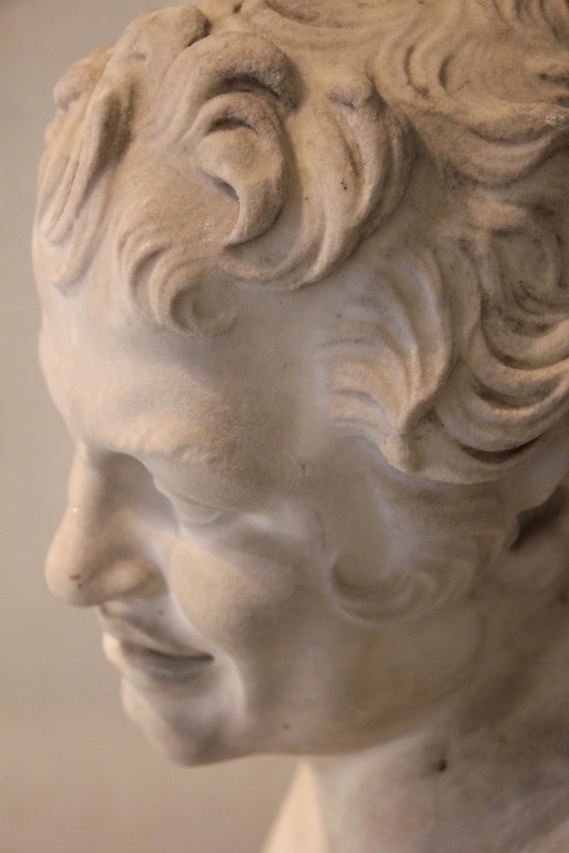 Testa di Fauno che ride (Fauno Albani). Marmo bianco. Inizio XIX secolo (Periodo Neoclassico).-photo-2