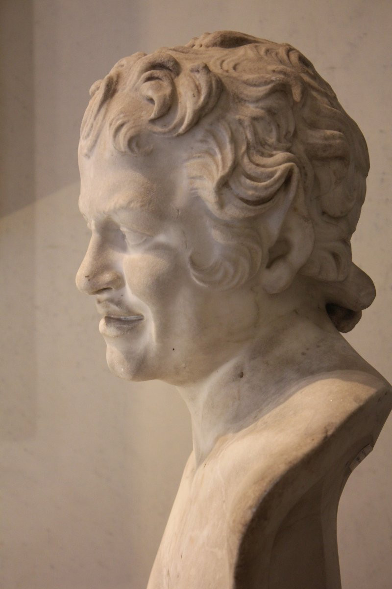 Testa di Fauno che ride (Fauno Albani). Marmo bianco. Inizio XIX secolo (Periodo Neoclassico).-photo-4