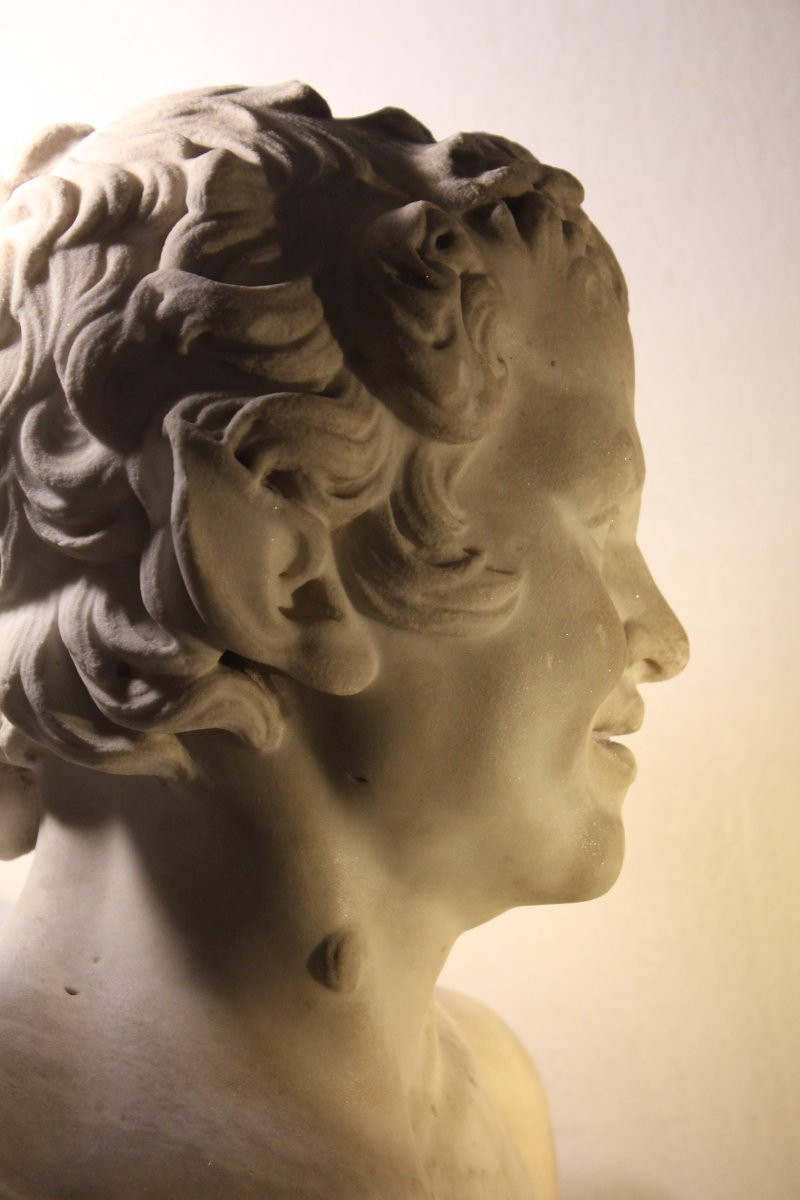 Testa di Fauno che ride (Fauno Albani). Marmo bianco. Inizio XIX secolo (Periodo Neoclassico).-photo-1