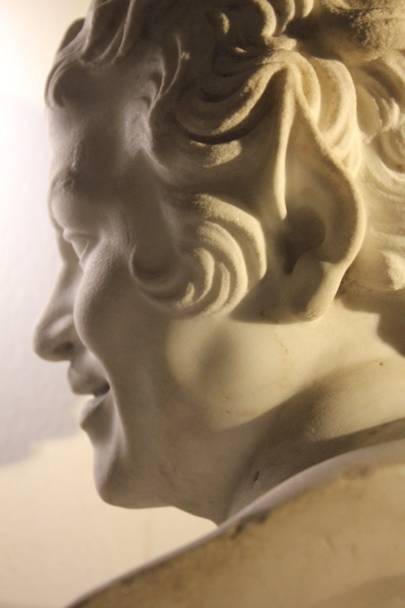 Testa di Fauno che ride (Fauno Albani). Marmo bianco. Inizio XIX secolo (Periodo Neoclassico).-photo-2