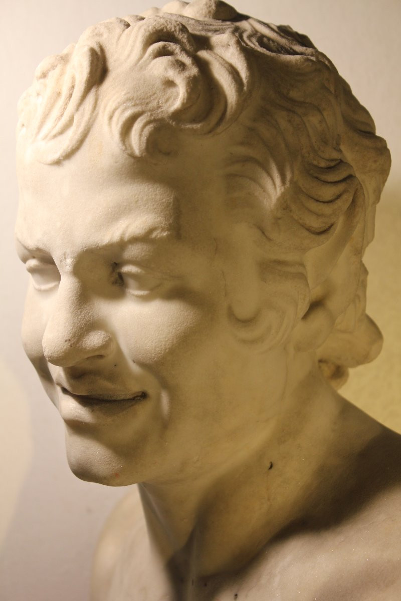 Testa di Fauno che ride (Fauno Albani). Marmo bianco. Inizio XIX secolo (Periodo Neoclassico).-photo-3