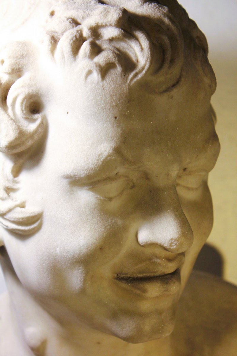 Testa di Fauno che ride (Fauno Albani). Marmo bianco. Inizio XIX secolo (Periodo Neoclassico).-photo-4