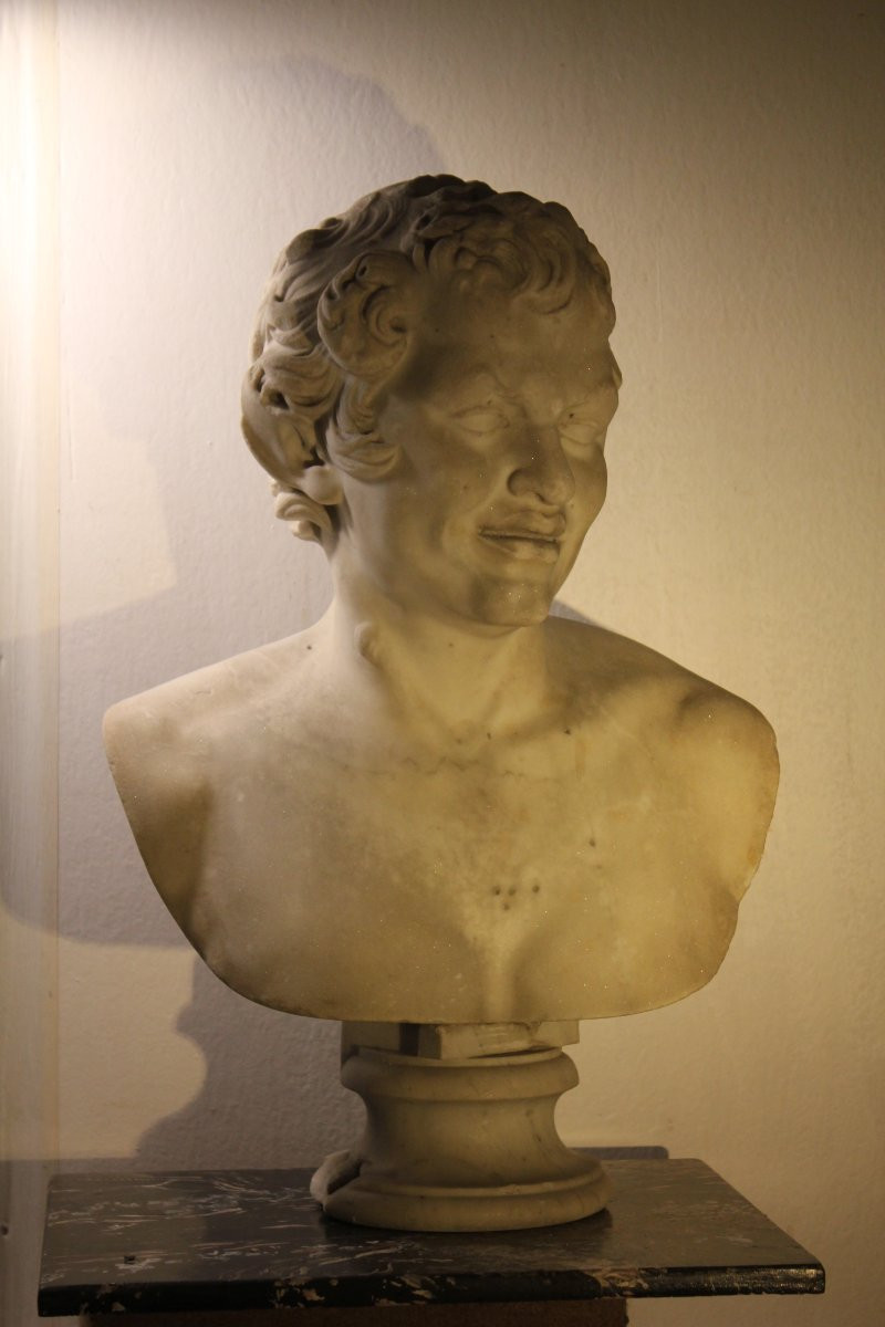 Testa di Fauno che ride (Fauno Albani). Marmo bianco. Inizio XIX secolo (Periodo Neoclassico).-photo-5