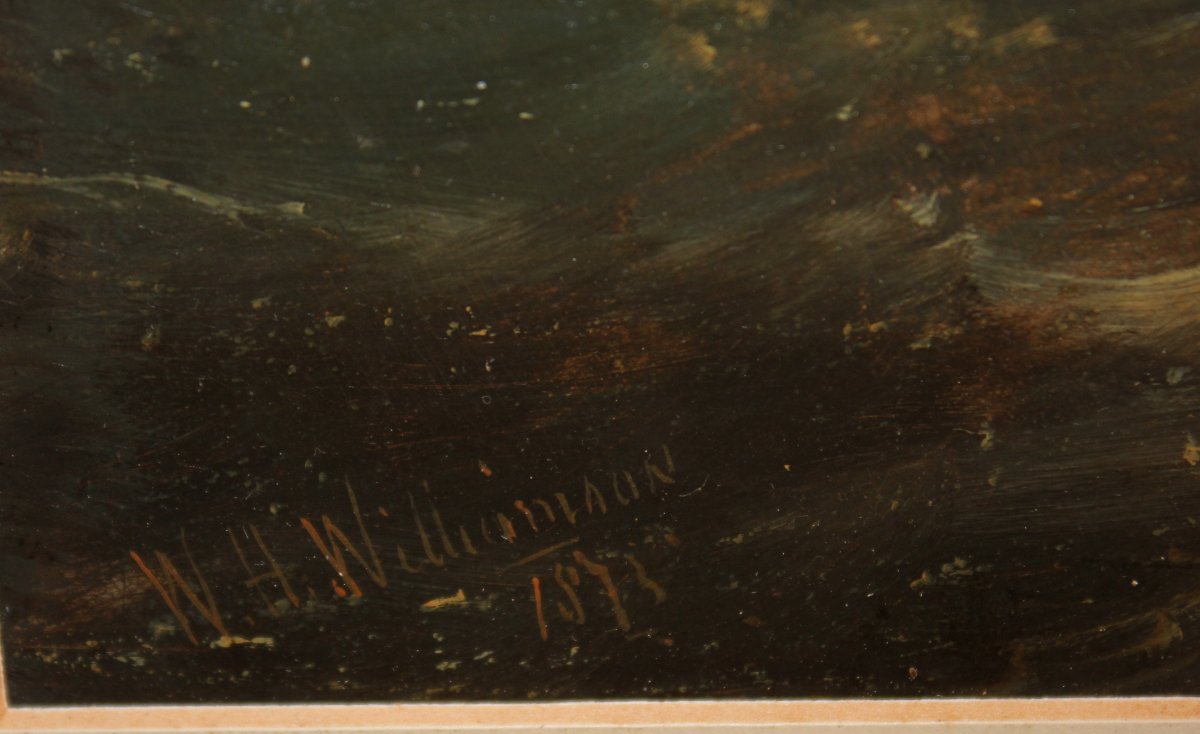 William Henry Williamson (1820 – 1883) "Scogliera in tempesta"-photo-3