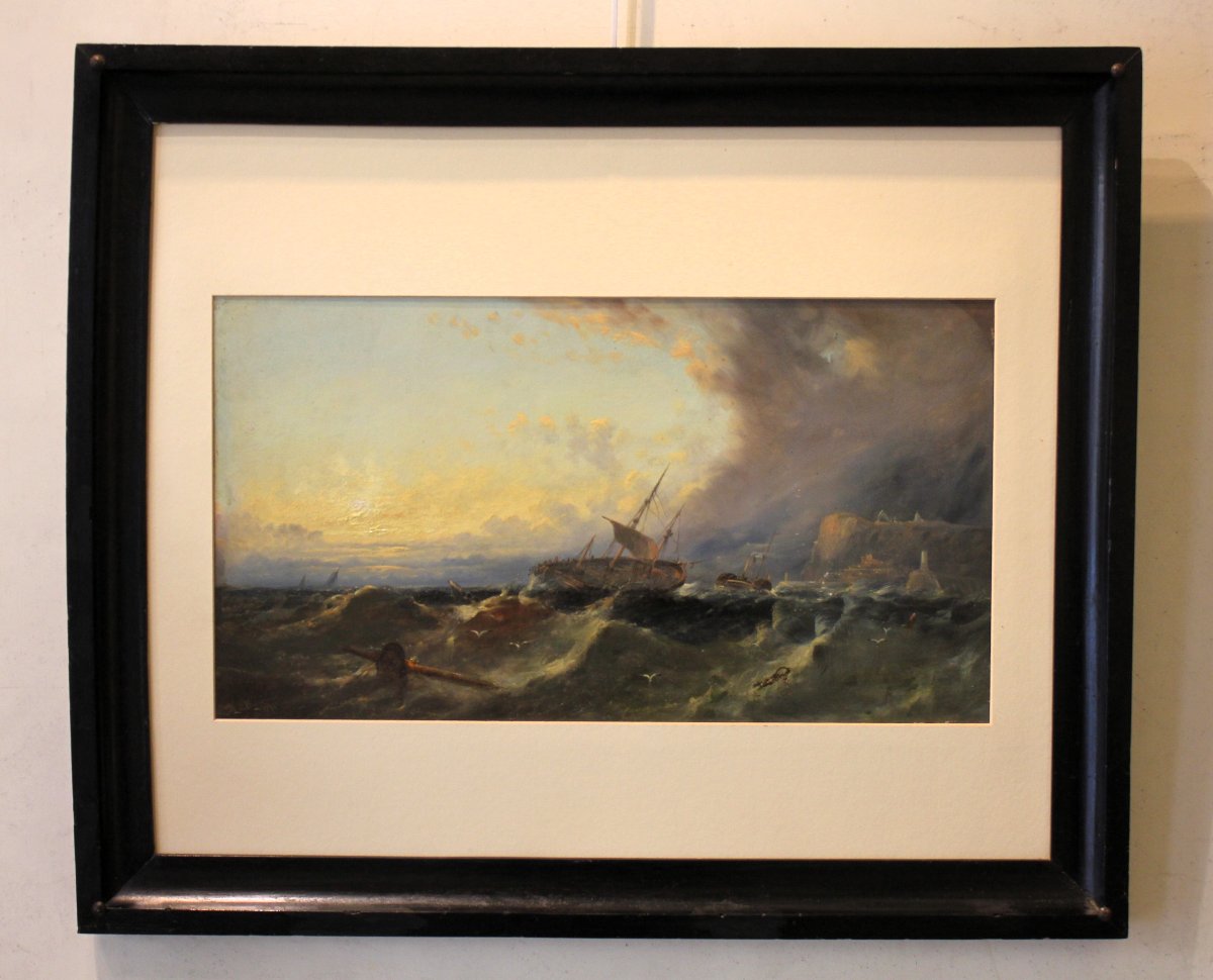 William Henry Williamson (1820 – 1883) "Scogliera in tempesta"-photo-5