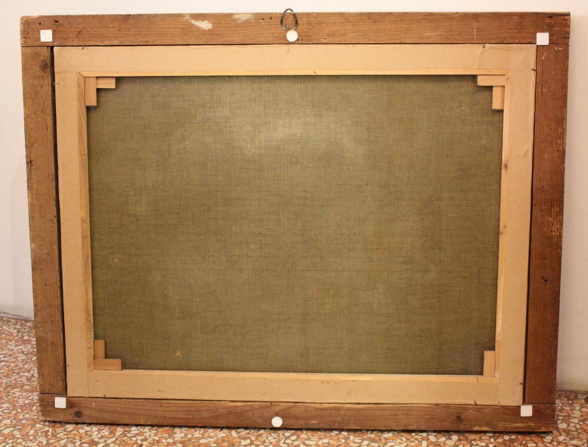  "Scena di riposo, paesaggio con cavalieri e  armenti " olio su tela. Post. P.F  Mola -photo-1