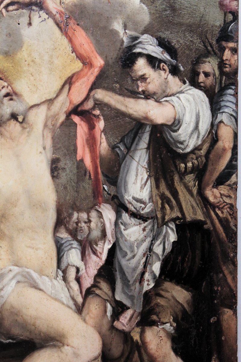 Il martirio di San Bartolomeo | Scuola italiana, ambito napoletano, XVII sec. Olio su tavola-photo-3