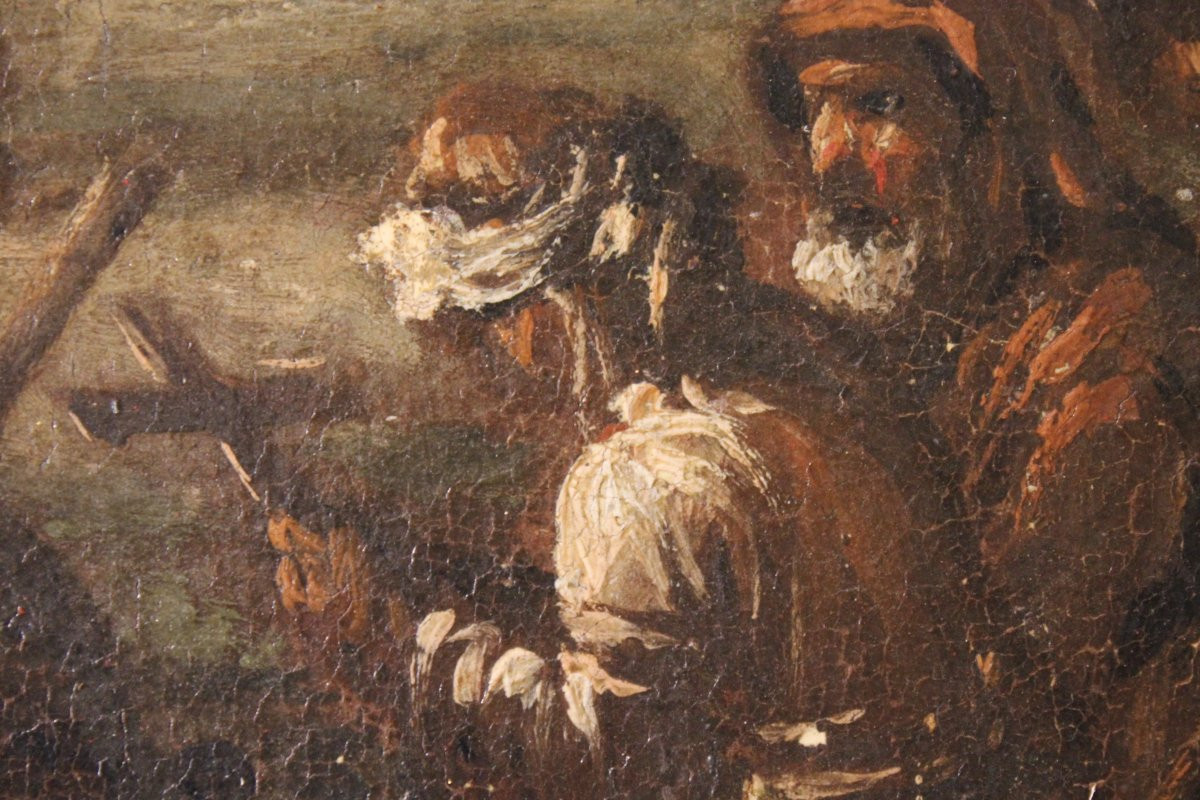 "Coppia di battaglie" olio su tela,  ambito di Ciccio Graziani (Roma/Napoli)-photo-2