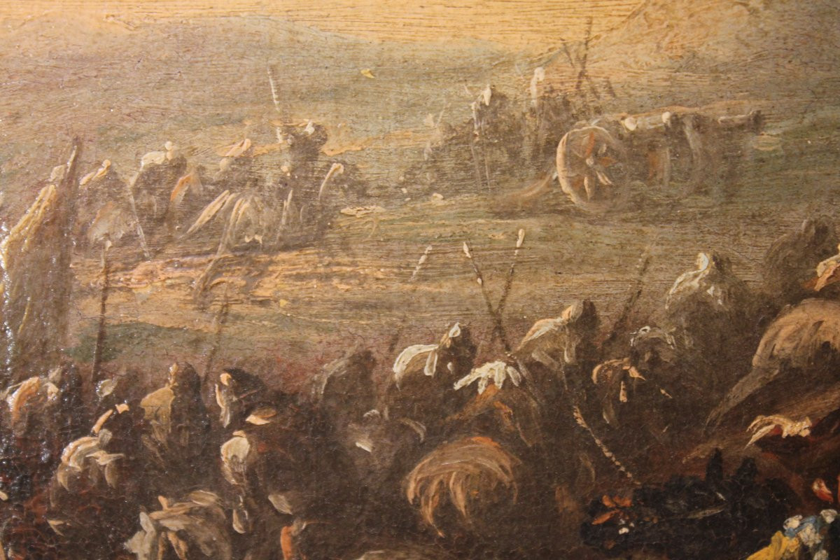 "Coppia di battaglie" olio su tela,  ambito di Ciccio Graziani (Roma/Napoli)-photo-3