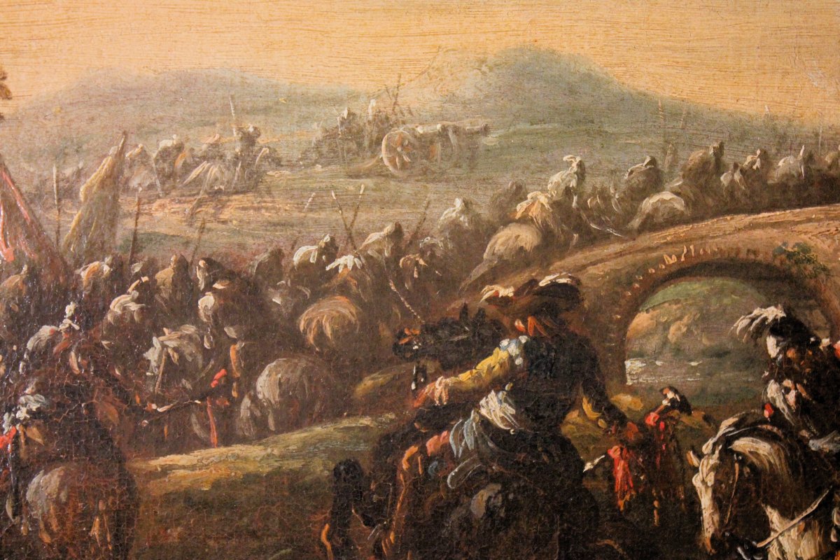 "Coppia di battaglie" olio su tela,  ambito di Ciccio Graziani (Roma/Napoli)-photo-4