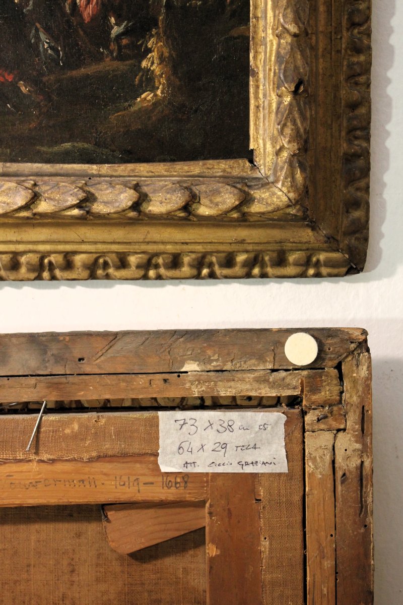 "Coppia di battaglie" olio su tela,  ambito di Ciccio Graziani (Roma/Napoli)-photo-6